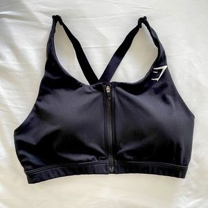Black Gymshark Zipper Sports Bra